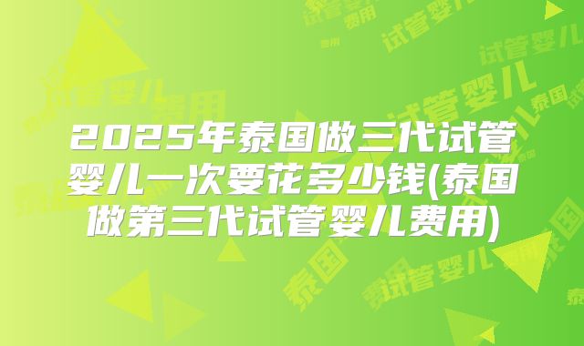 2025年泰国做三代试管婴儿一次要花多少钱(泰国做第三代试管婴儿费用)