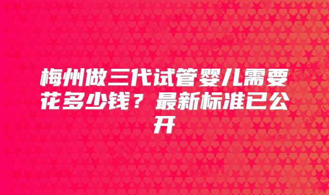 梅州做三代试管婴儿需要花多少钱?最新标准已公开