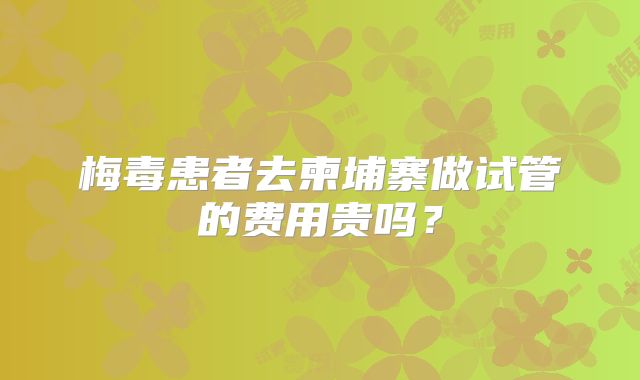 梅毒患者去柬埔寨做试管的费用贵吗？