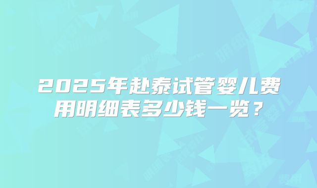 2025年赴泰试管婴儿费用明细表多少钱一览?