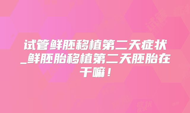 试管鲜胚移植第二天症状_鲜胚胎移植第二天胚胎在干嘛！