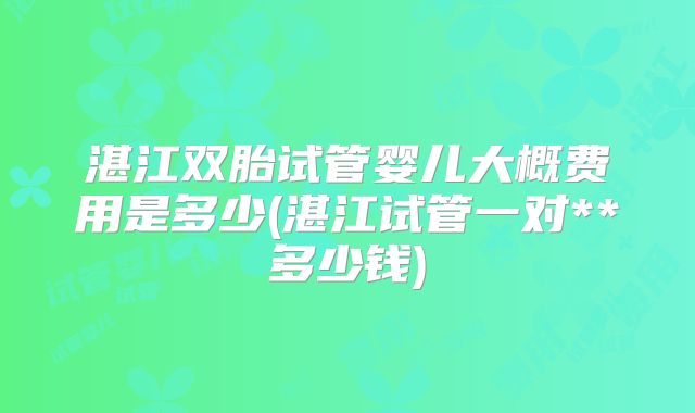 湛江双胎试管婴儿大概费用是多少(湛江试管一对**多少钱)