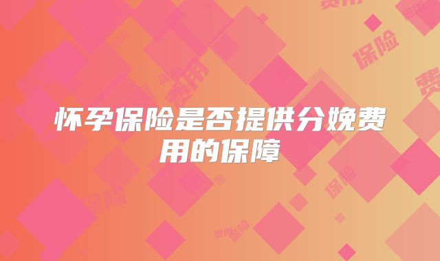 怀孕保险是否提供分娩费用的保障