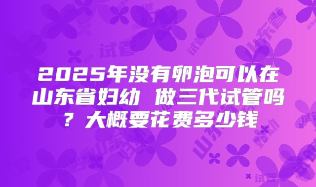 2025年没有卵泡可以在山东省妇幼 做三代试管吗？大概要花费多少钱