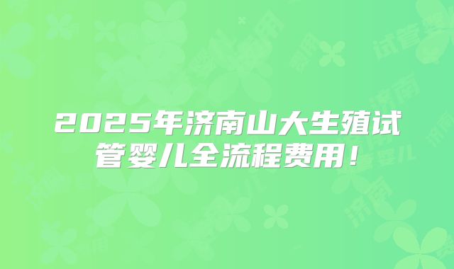 2025年济南山大生殖试管婴儿全流程费用！