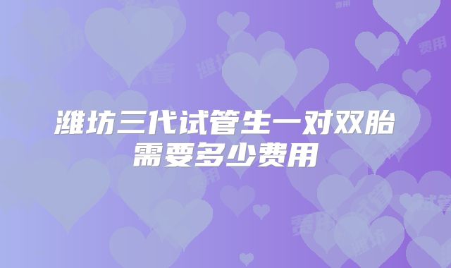 潍坊三代试管生一对双胎需要多少费用
