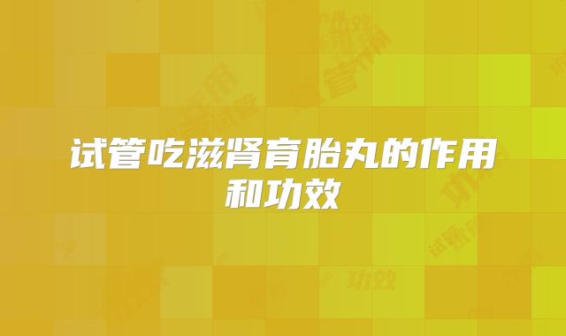 试管吃滋肾育胎丸的作用和功效