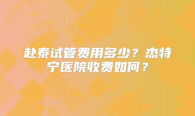 赴泰试管费用多少？杰特宁医院收费如何？
