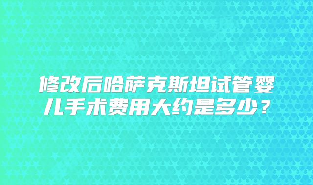 修改后哈萨克斯坦试管婴儿手术费用大约是多少？