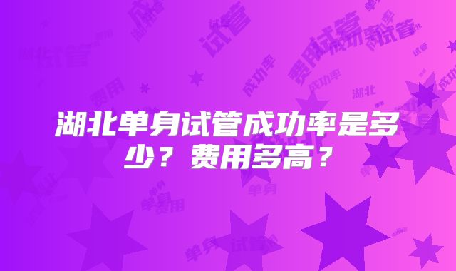 湖北单身试管成功率是多少?费用多高?