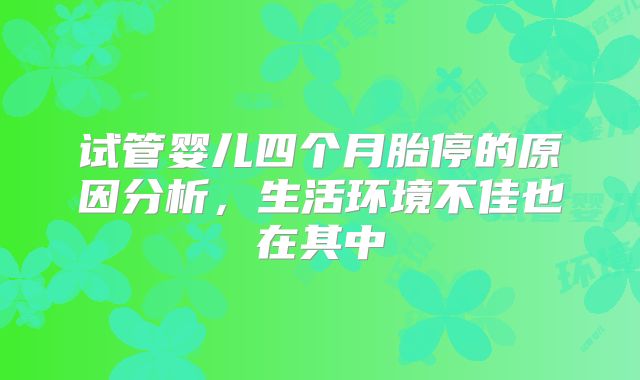 试管婴儿四个月胎停的原因分析，生活环境不佳也在其中