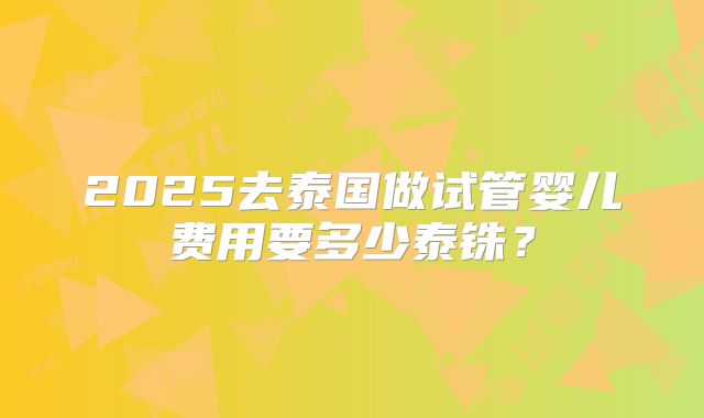 2025去泰国做试管婴儿费用要多少泰铢？
