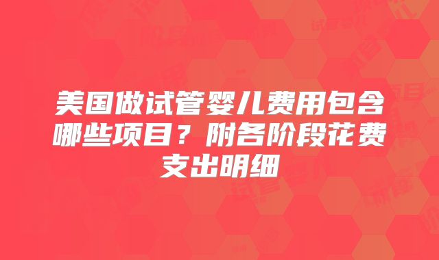 美国做试管婴儿费用包含哪些项目？附各阶段花费支出明细