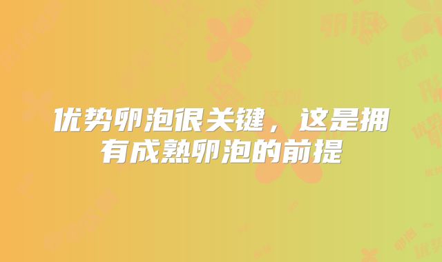 优势卵泡很关键,这是拥有成熟卵泡的前提