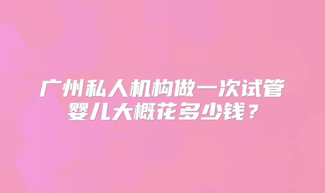 广州私人机构做一次试管婴儿大概花多少钱?