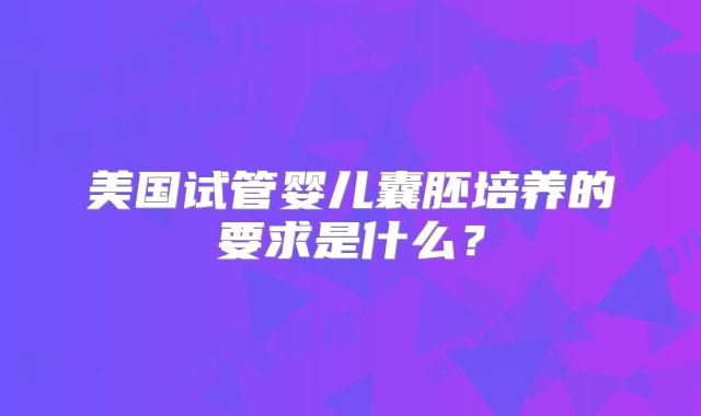 美国试管婴儿囊胚培养的要求是什么？