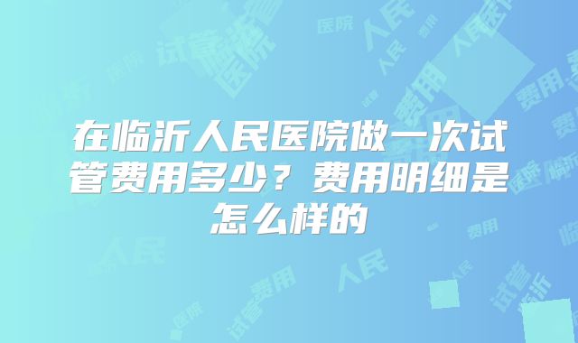 在临沂人民医院做一次试管费用多少？费用明细是怎么样的