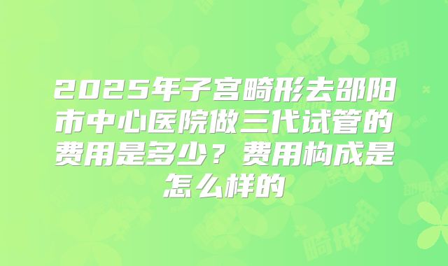 2025年子宫畸形去邵阳市中心医院做三代试管的费用是多少？费用构成是怎么样的