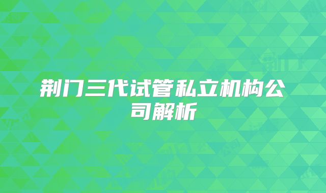 荆门三代试管私立机构公司解析