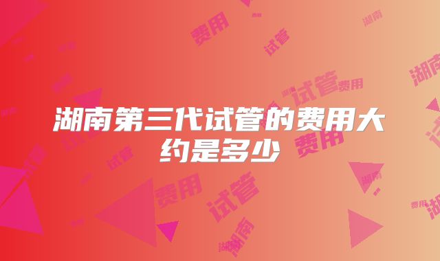 湖南第三代试管的费用大约是多少