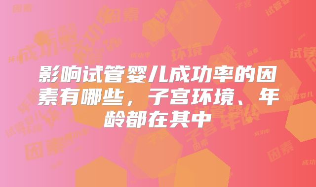 影响试管婴儿成功率的因素有哪些，子宫环境、年龄都在其中