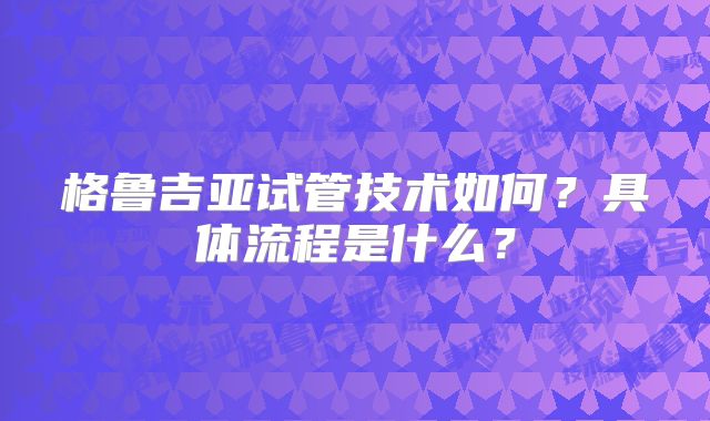 格鲁吉亚试管技术如何？具体流程是什么？