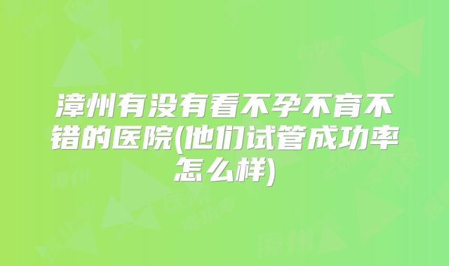 漳州有没有看不孕不育不错的医院(他们试管成功率怎么样)