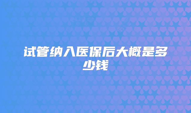 试管纳入医保后大概是多少钱