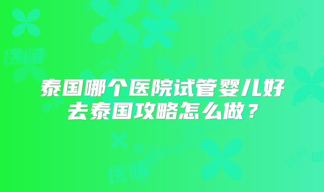 泰国哪个医院试管婴儿好去泰国攻略怎么做?