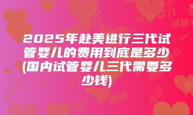 2025年赴美进行三代试管婴儿的费用到底是多少(国内试管婴儿三代需要多少钱)