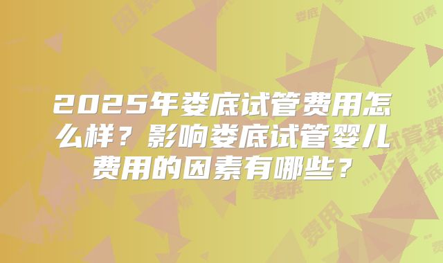 2025年娄底试管费用怎么样?影响娄底试管婴儿费用的因素有哪些?