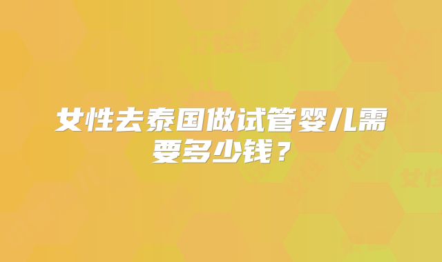 女性去泰国做试管婴儿需要多少钱?