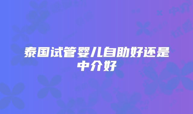 泰国试管婴儿自助好还是中介好