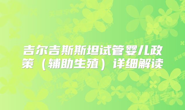 吉尔吉斯斯坦试管婴儿政策(辅助生殖)详细解读