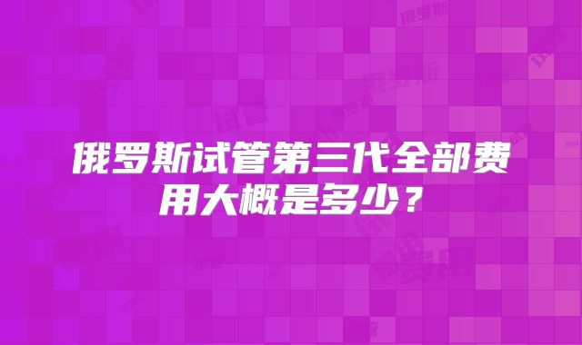 俄罗斯试管第三代全部费用大概是多少？