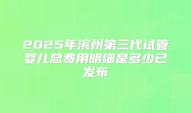 2025年滨州第三代试管婴儿总费用明细是多少已发布