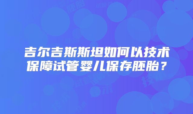 吉尔吉斯斯坦如何以技术保障试管婴儿保存胚胎？