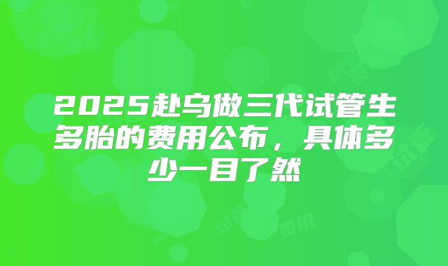 2025赴乌做三代试管生多胎的费用公布，具体多少一目了然