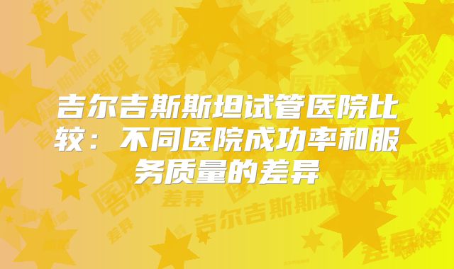 吉尔吉斯斯坦试管医院比较：不同医院成功率和服务质量的差异