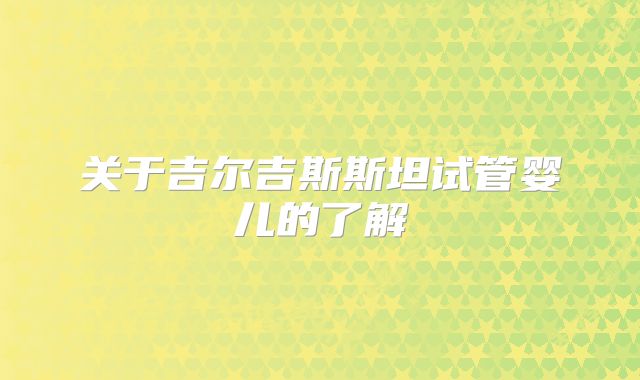 关于吉尔吉斯斯坦试管婴儿的了解