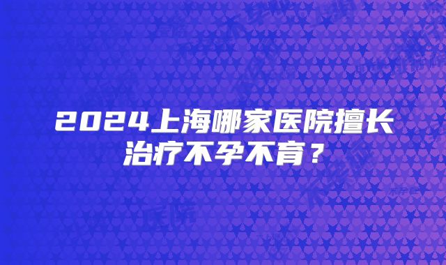 2024上海哪家医院擅长治疗不孕不育？