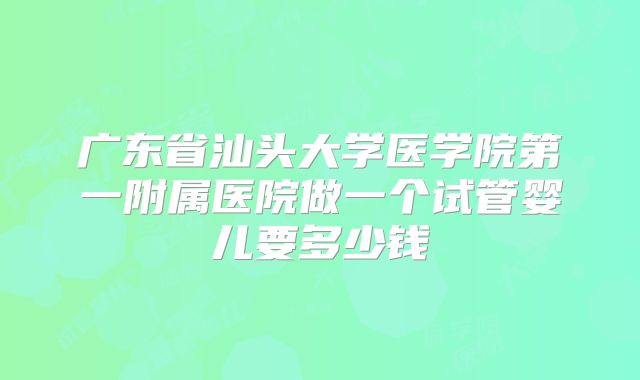 广东省汕头大学医学院第一附属医院做一个试管婴儿要多少钱