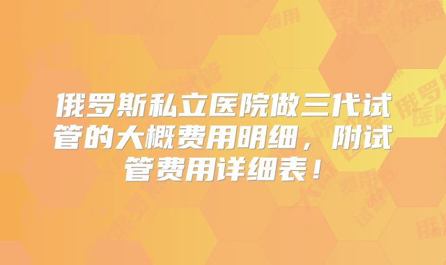 俄罗斯私立医院做三代试管的大概费用明细，附试管费用详细表！