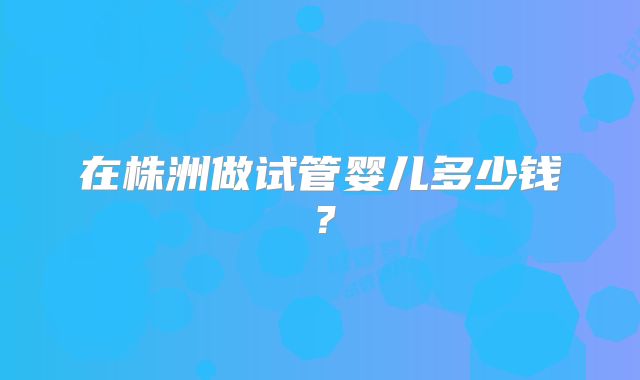 在株洲做试管婴儿多少钱？