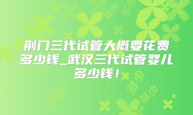 荆门三代试管大概要花费多少钱_武汉三代试管婴儿多少钱！