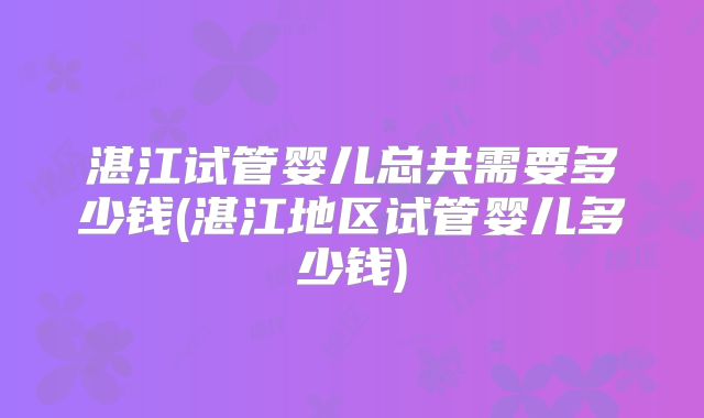 湛江试管婴儿总共需要多少钱(湛江地区试管婴儿多少钱)