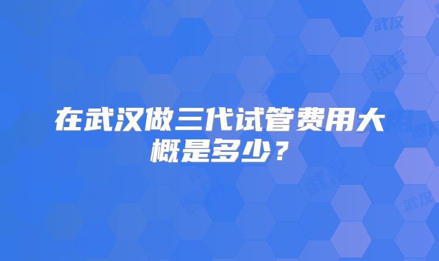 在武汉做三代试管费用大概是多少？