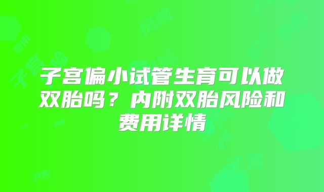 子宫偏小试管生育可以做双胎吗？内附双胎风险和费用详情