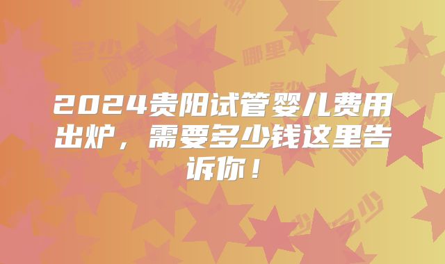 2024贵阳试管婴儿费用出炉，需要多少钱这里告诉你！