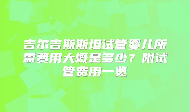 吉尔吉斯斯坦试管婴儿所需费用大概是多少？附试管费用一览